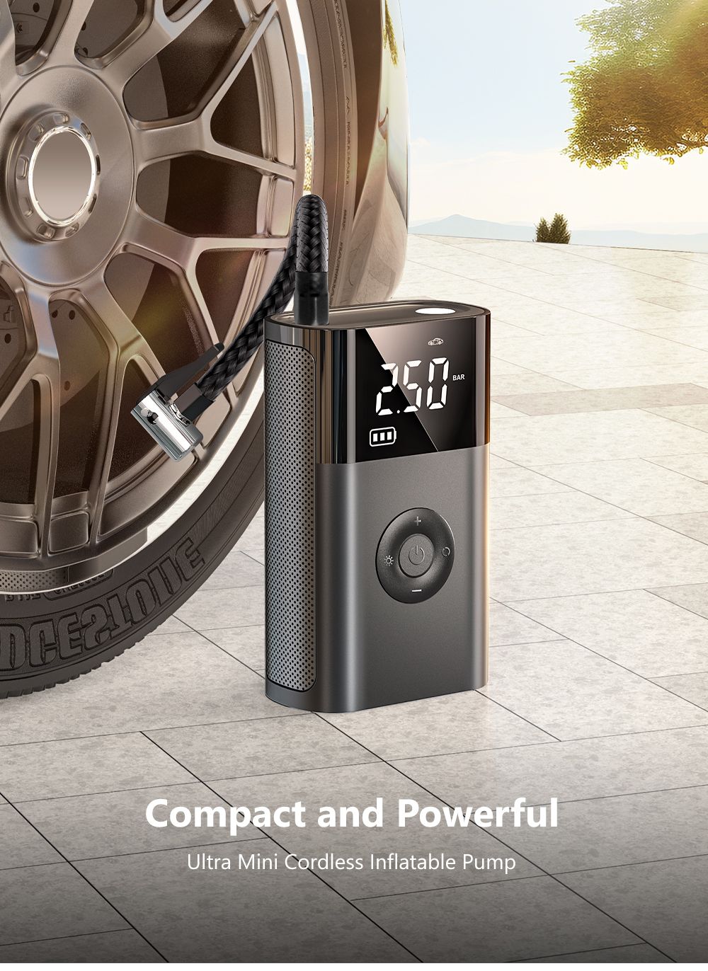 TurboInflator 150 PSI – Mini Compressor Portátil para Carro e Bike