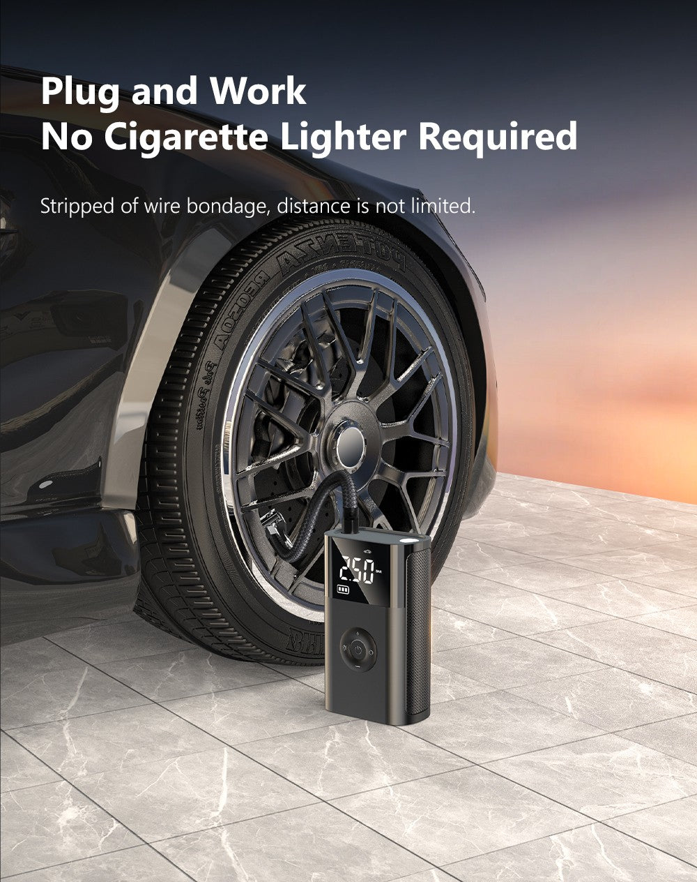 TurboInflator 150 PSI – Mini Compressor Portátil para Carro e Bike