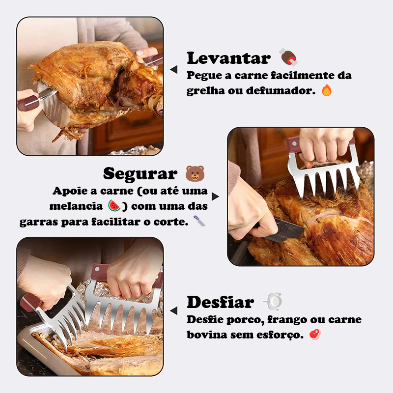 BearGrip BBQ – Garras de Urso Inox com Abridor de Garrafas