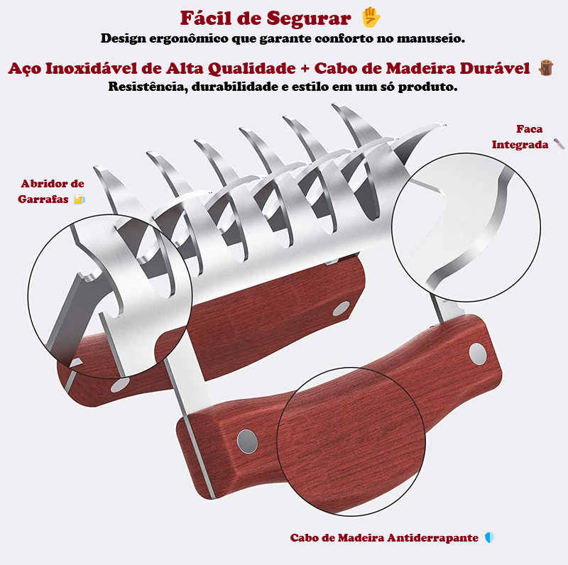 BearGrip BBQ – Garras de Urso Inox com Abridor de Garrafas