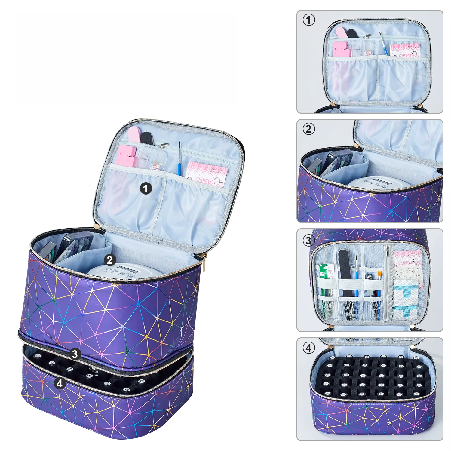 NailCase - Organizador de Esmaltes com Compartimento para Lâmpada de Unha UV/LED