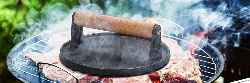 Smasher FerroGrip – Prensa de Ferro Fundido para Smash Burger e Grelha