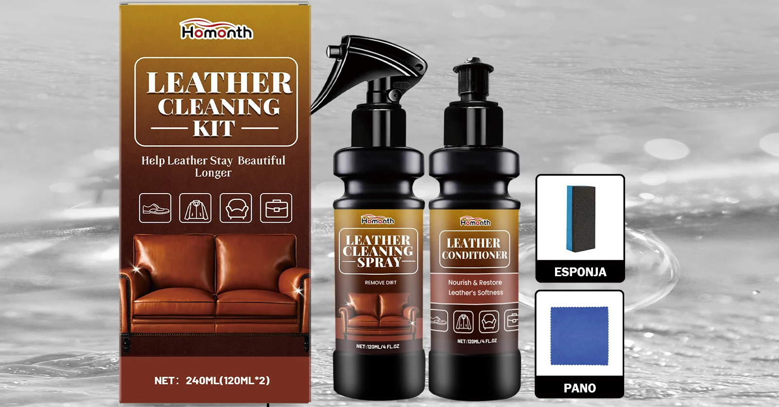 LeatherCare Supreme – Kit Limpeza e Condicionamento Couro Automotivo