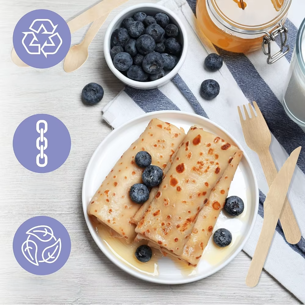 EcoGrill Cutlery – Talheres Descartáveis de Madeira para Churrasco