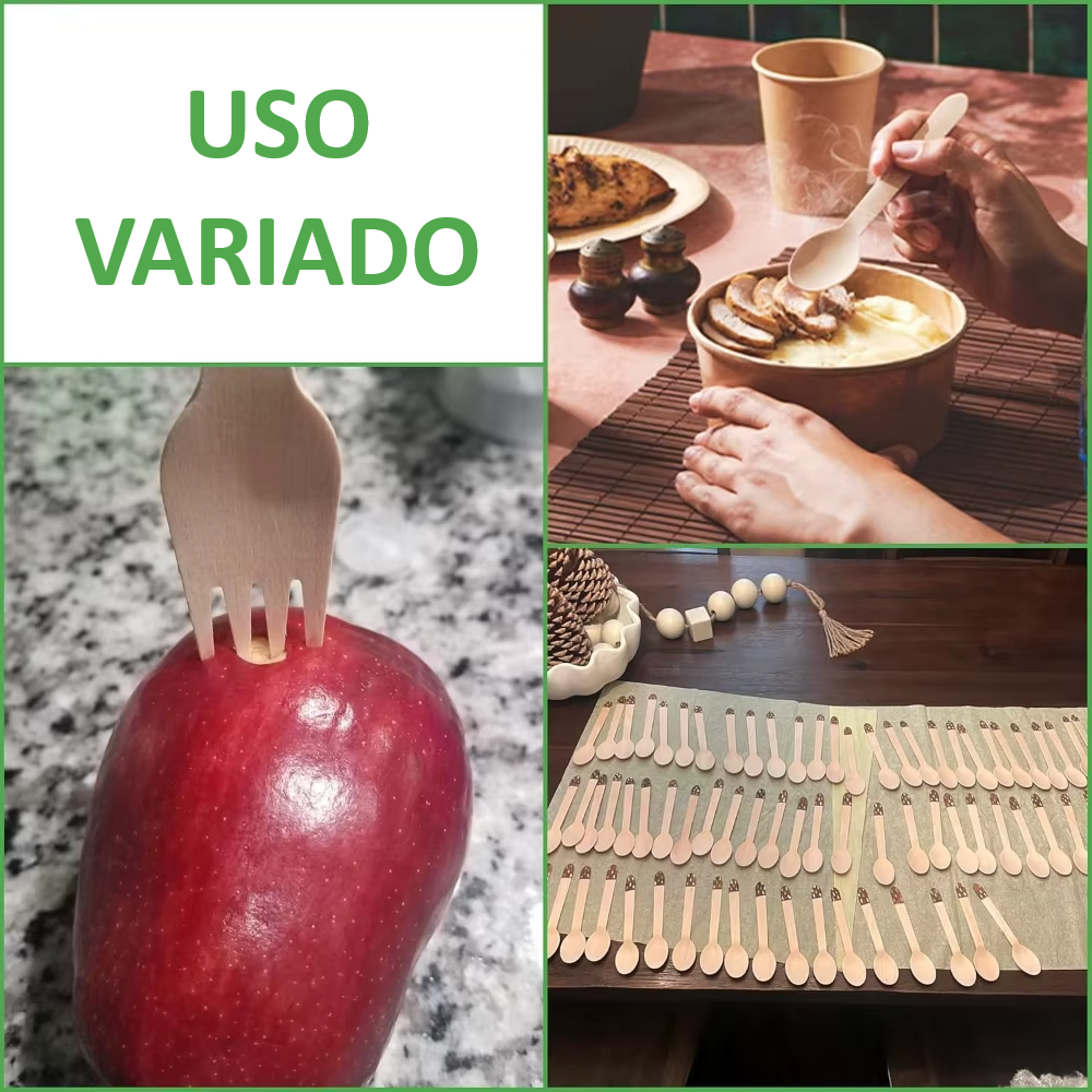 EcoGrill Cutlery – Talheres Descartáveis de Madeira para Churrasco