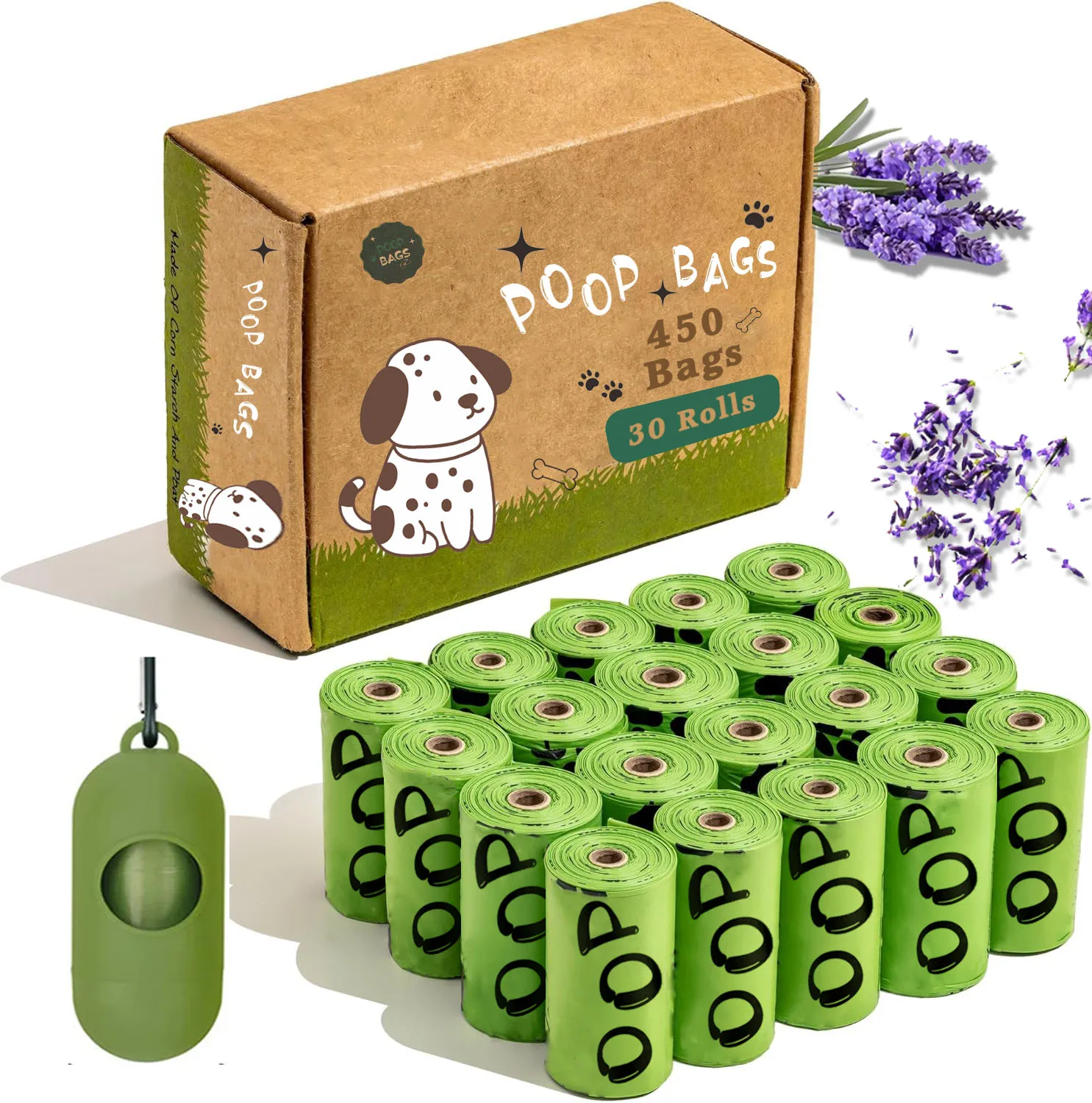 EcoClean Sacos – Sacos biodegradáveis com aroma lavanda e dispenser