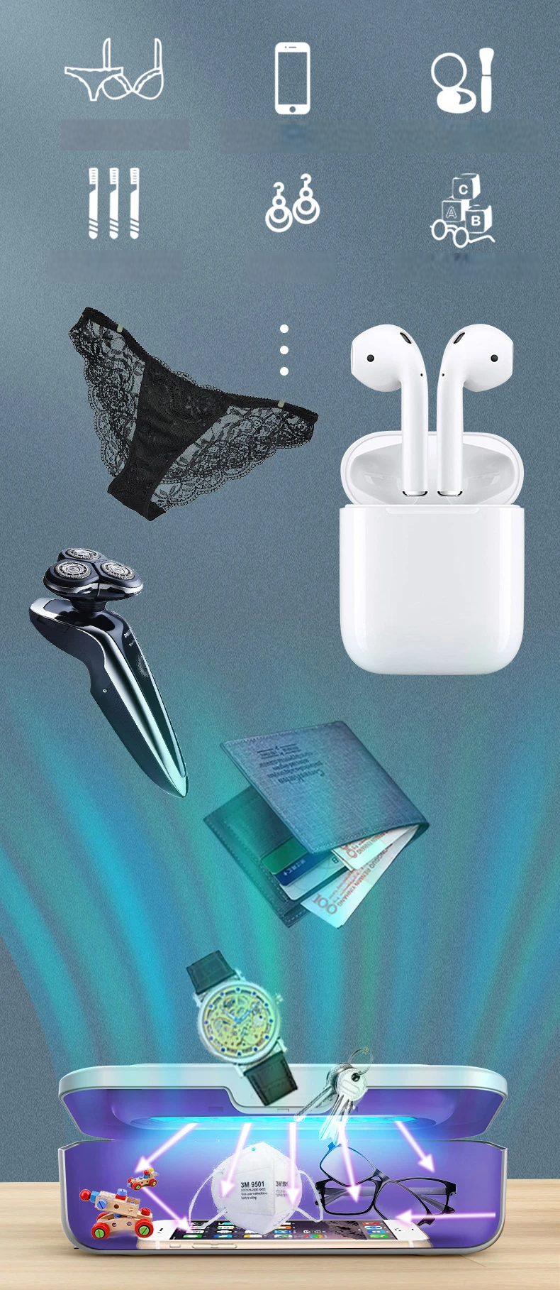 UV SafeBox – Esterilizador UV Portátil para Objetos Pessoais