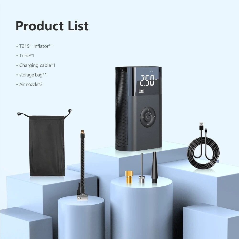 TurboInflator 150 PSI – Mini Compressor Portátil para Carro e Bike