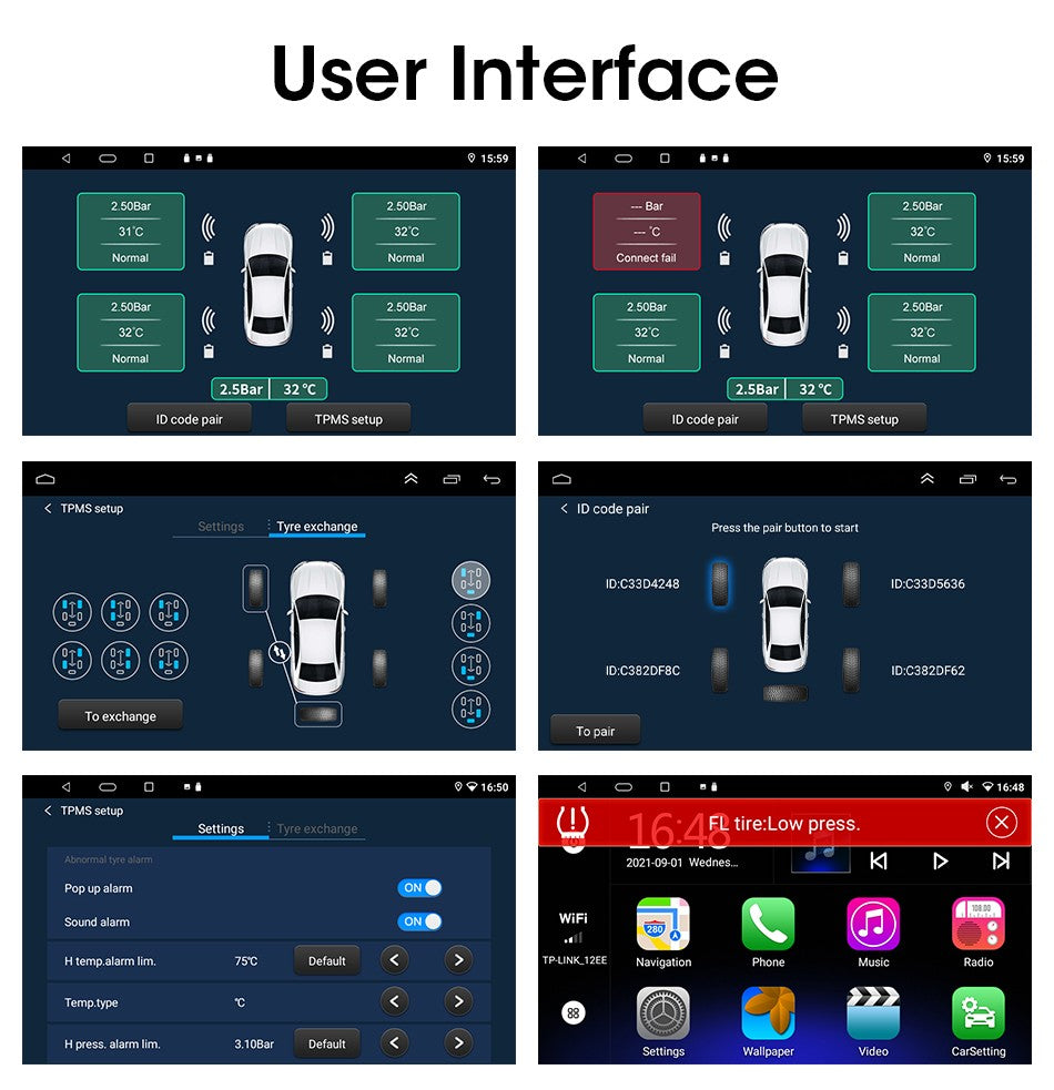 PressãoSegura TPMS – Monitor de Pressão com Alarmes Interno e Externo