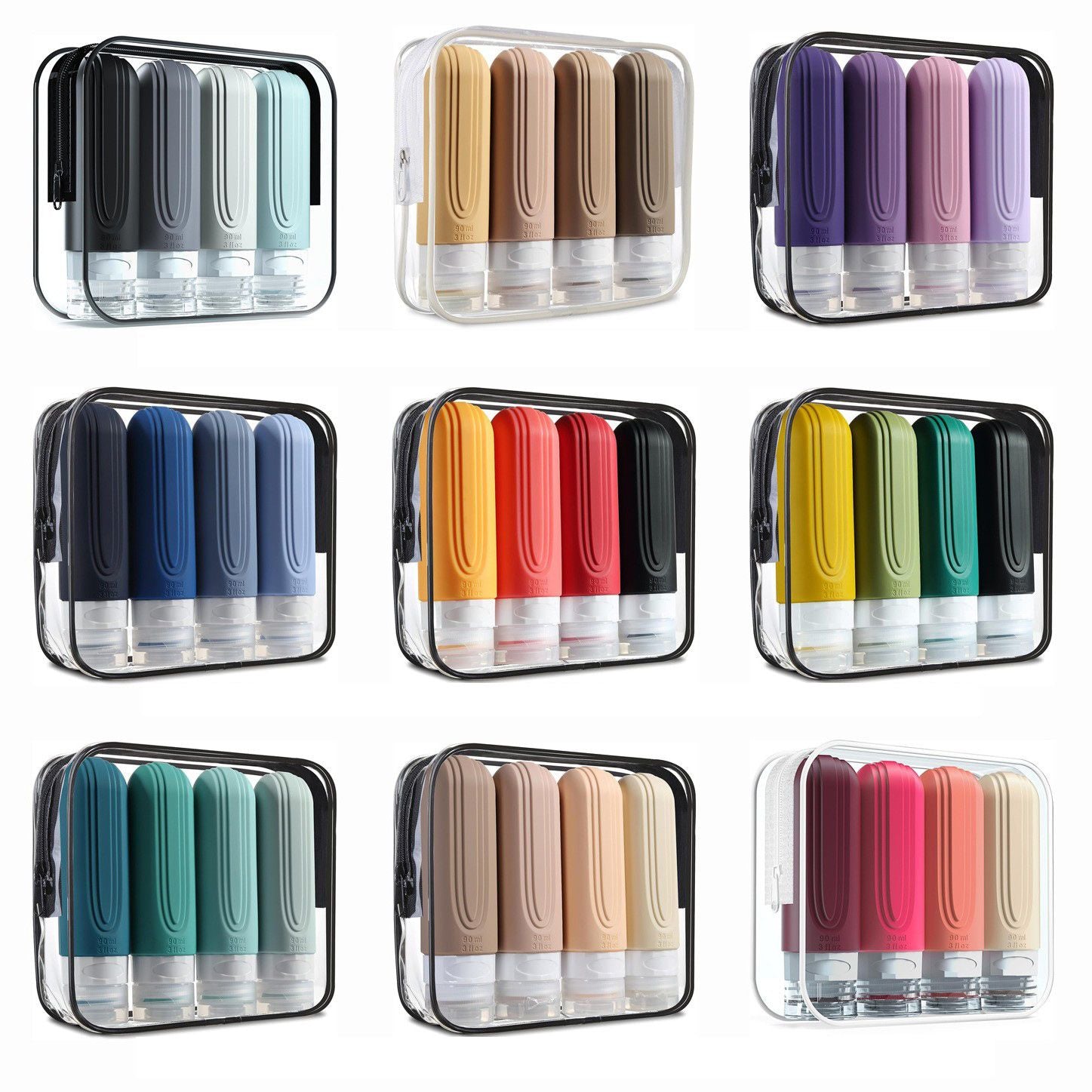 TravelSqueeze – Kit de Frascos de Viagem de Silicone 90ml