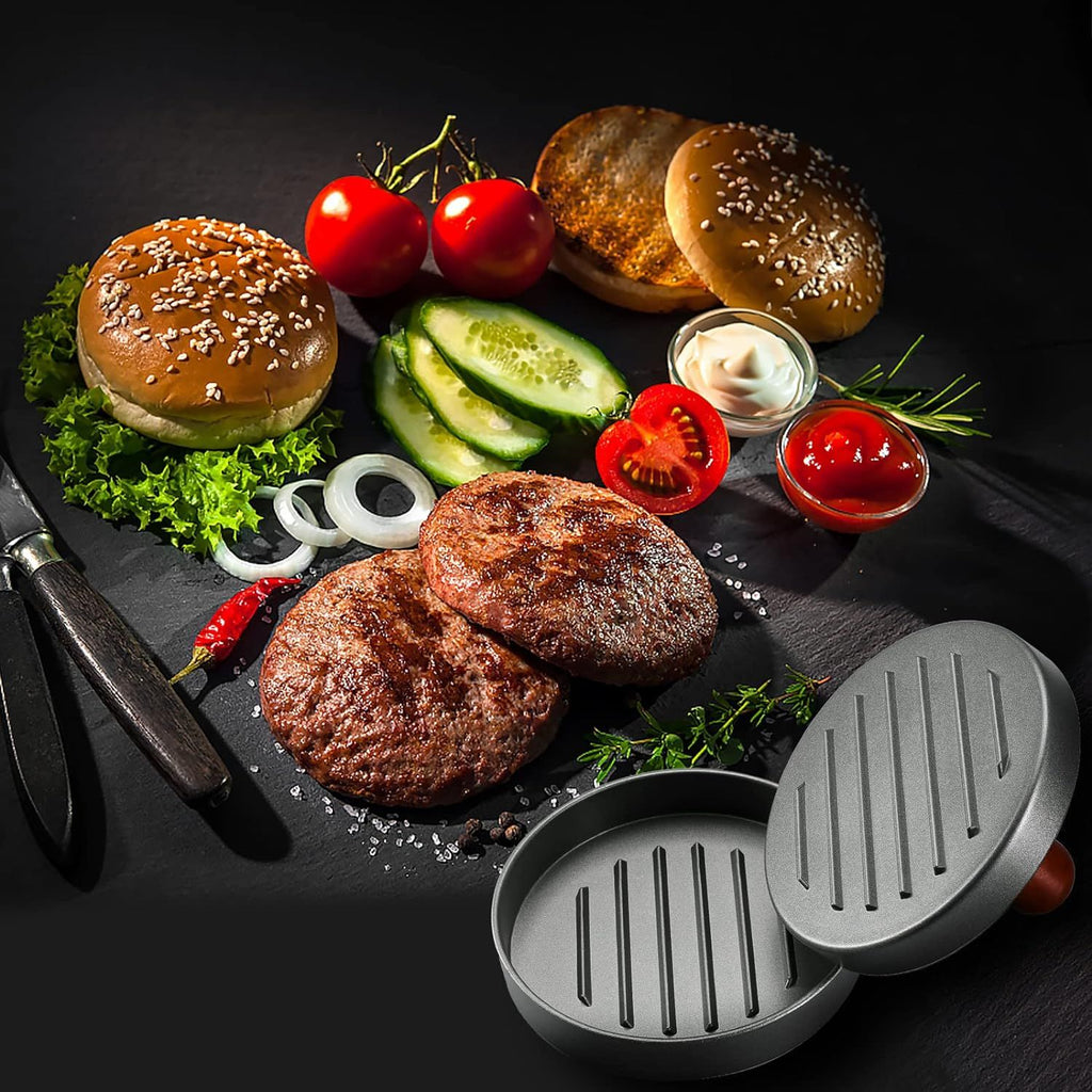 BurgerMold Inox – Molde de Hambúrguer com Papéis