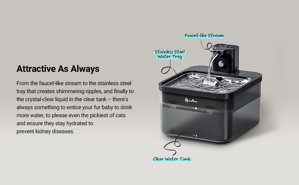 AquaPet Flow – Fonte Automática Inox com Sensor e Bateria para Gatos