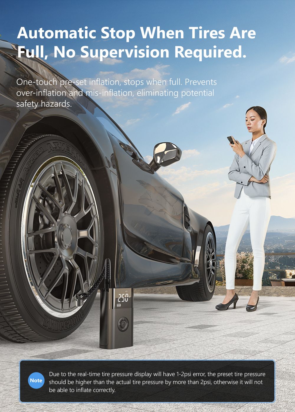 TurboInflator 150 PSI – Mini Compressor Portátil para Carro e Bike