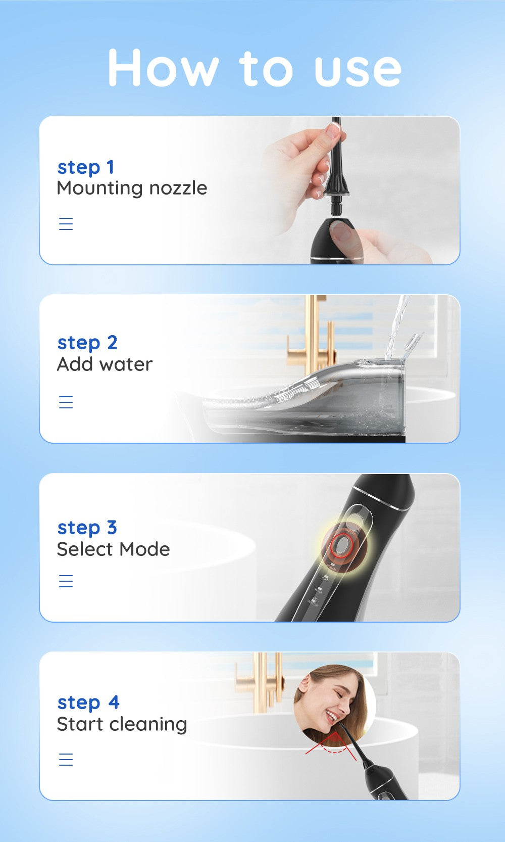 AquaFloss Portátil – Water Flosser USB Recarregável