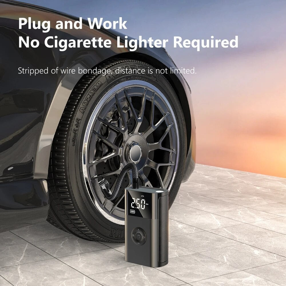 TurboInflator 150 PSI – Mini Compressor Portátil para Carro e Bike