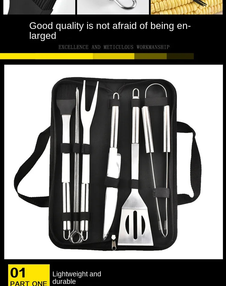 ForgeKit Inox – Conjunto Completo de Ferramentas de Aço Inoxidável para Grelhar