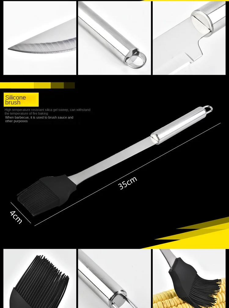 ForgeKit Inox – Conjunto Completo de Ferramentas de Aço Inoxidável para Grelhar