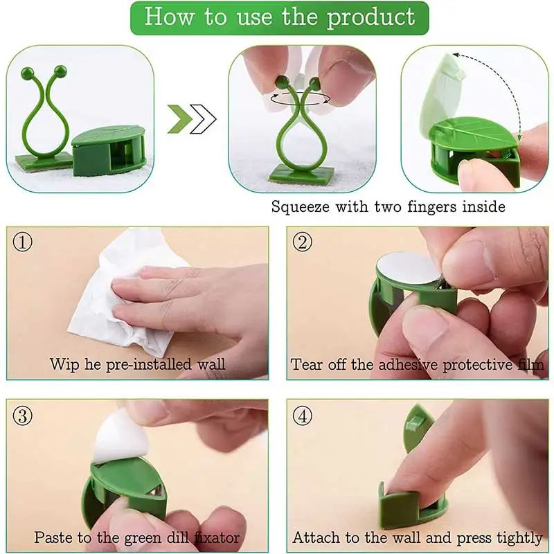 Gruda Verde – Clipes Invisíveis para Plantas na Parede