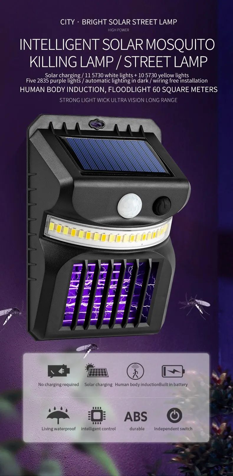 SolarKill – Lâmpada Mata-Mosquitos LED para Jardim