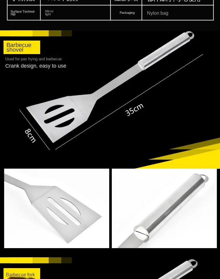 ForgeKit Inox – Conjunto Completo de Ferramentas de Aço Inoxidável para Grelhar