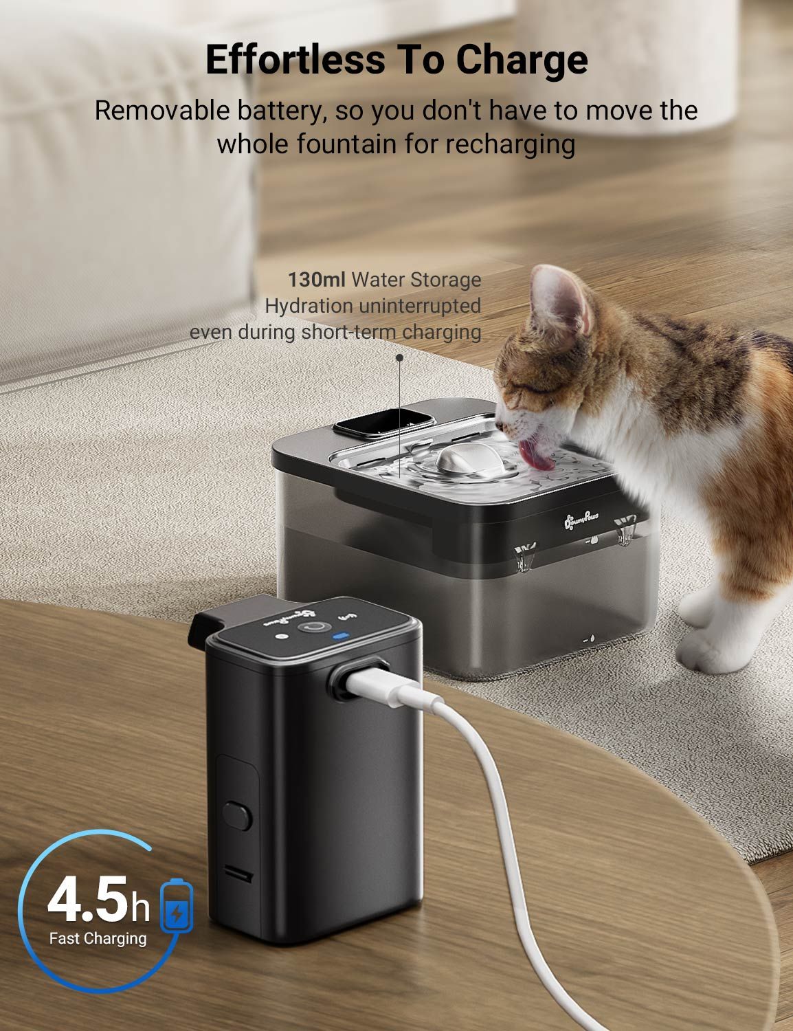 AquaPet Flow – Fonte Automática Inox com Sensor e Bateria para Gatos