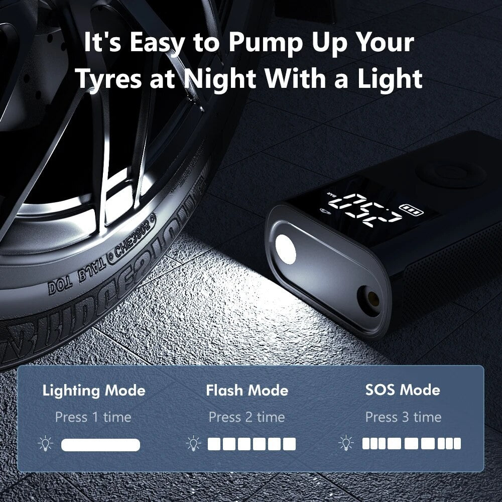 TurboInflator 150 PSI – Mini Compressor Portátil para Carro e Bike