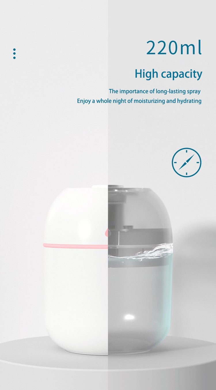 BreezeGlow USB – Mini Umidificador Silencioso com LED para Carro e Mesa