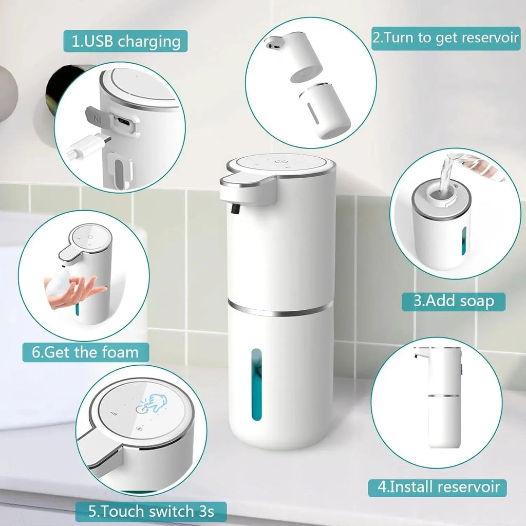EspumaClick Pro – Dispensador Elétrico de Sabão com Sensor e 4 Níveis Ajustáveis